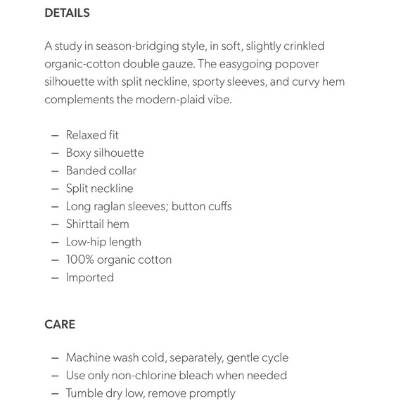 Garnet Hill Teal Gauze Organic-Cotton Plaid Popover Blouse Women Medium NWT - Picture 4 of 11